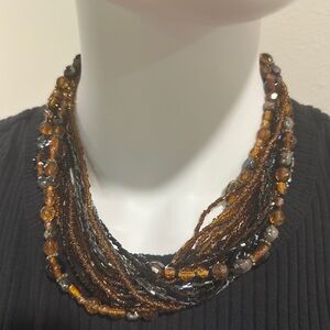 Antique Gold-Tone & Cream Bib Pendant Statement Necklace